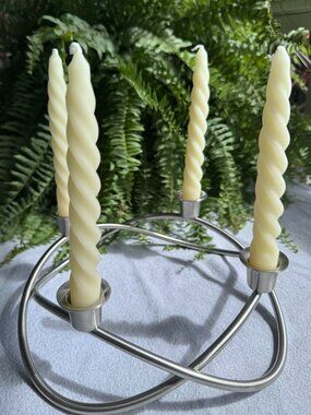 Georg Jensen "Season" Candleholder, Danish Modern Stainless Steel Candelabra